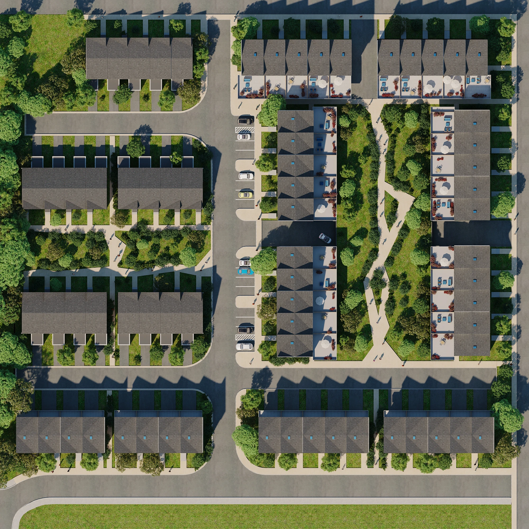 Top-down site plan of Phase 1 at Unity Square.